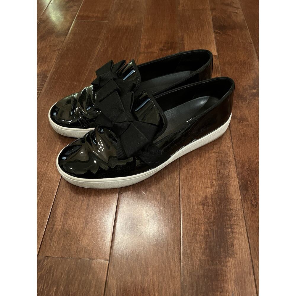 Michael Kors Collection Black Patent Leather Bow Slip On Sneakers Women Size 8.5 - Picture 3 of 10